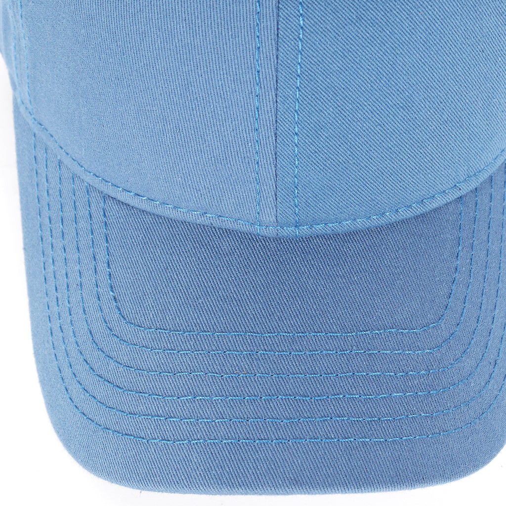  Denim blue cotton baseball cap for big heads - curved brim close-up