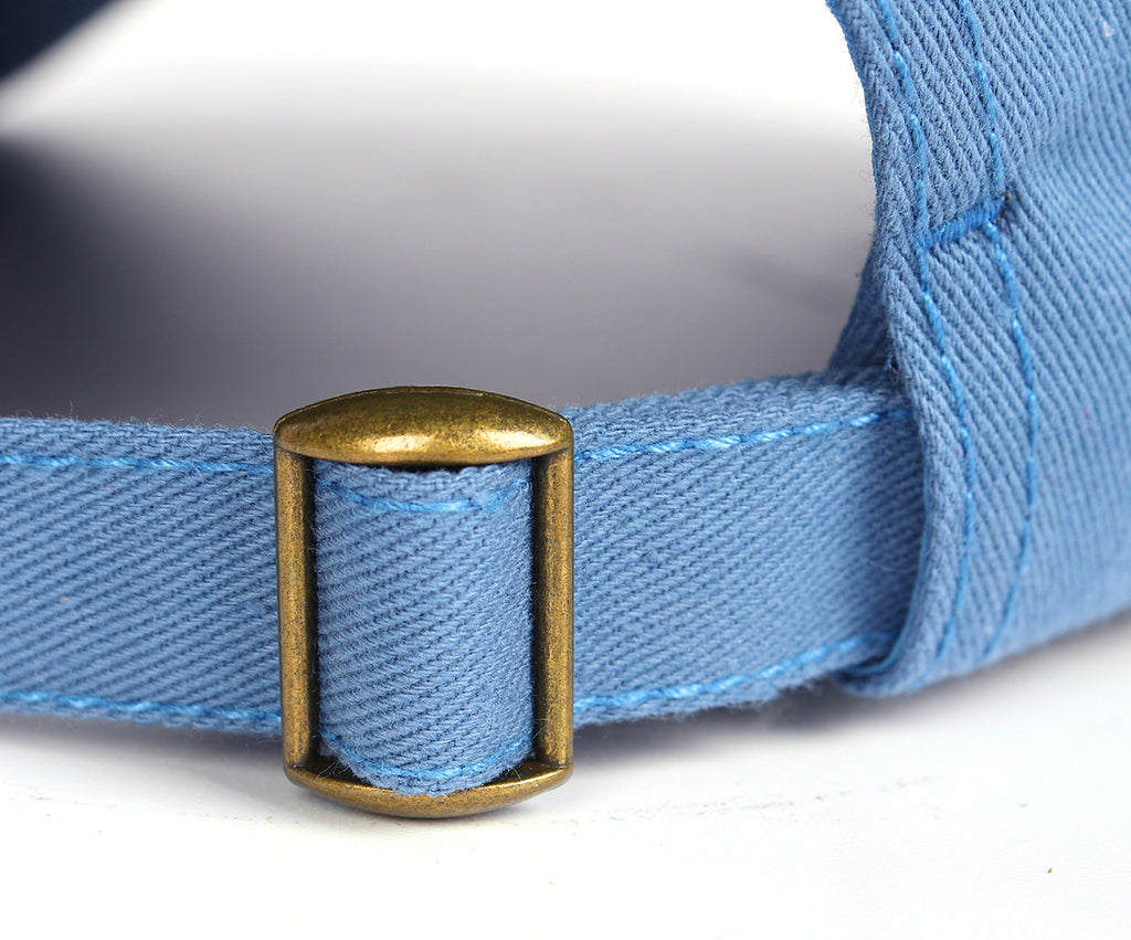  Denim blue cotton baseball cap for big heads - back strap view