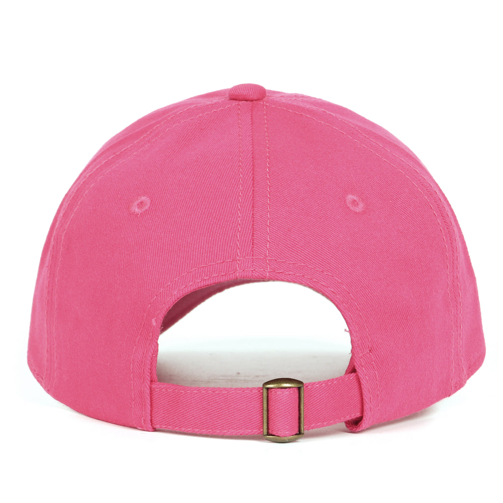 Rose red cotton baseball cap for big heads - back strap detail