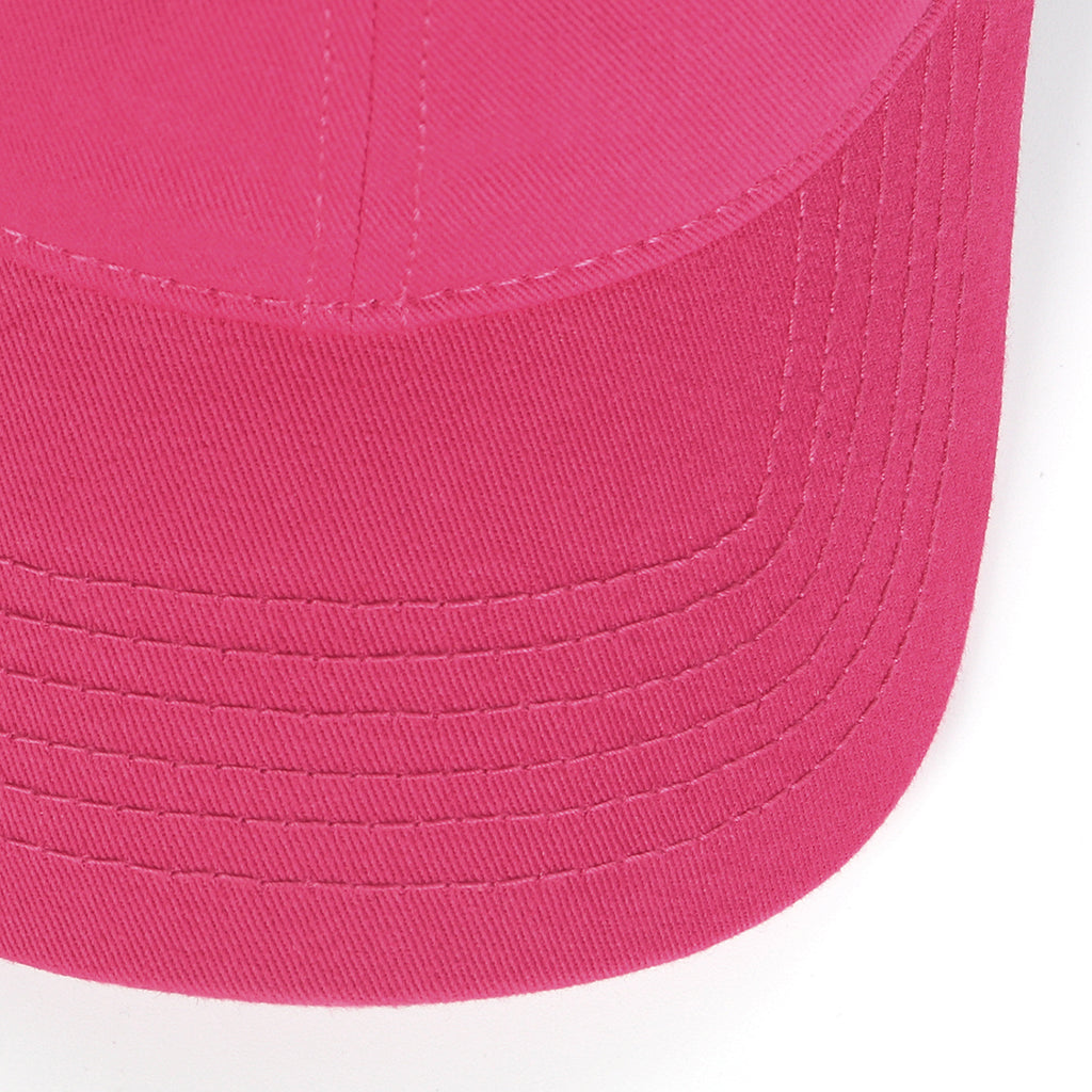 Rose red cotton baseball cap for big heads - curved brim close-up