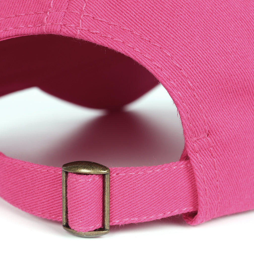 Rose red oversized cotton baseball cap - adjustable strap close-up