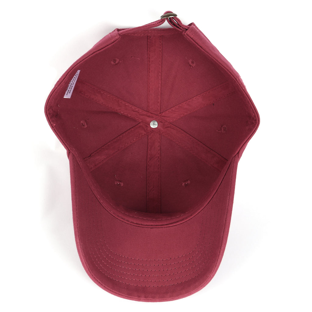 Wine red cotton baseball cap for big heads - interior detail