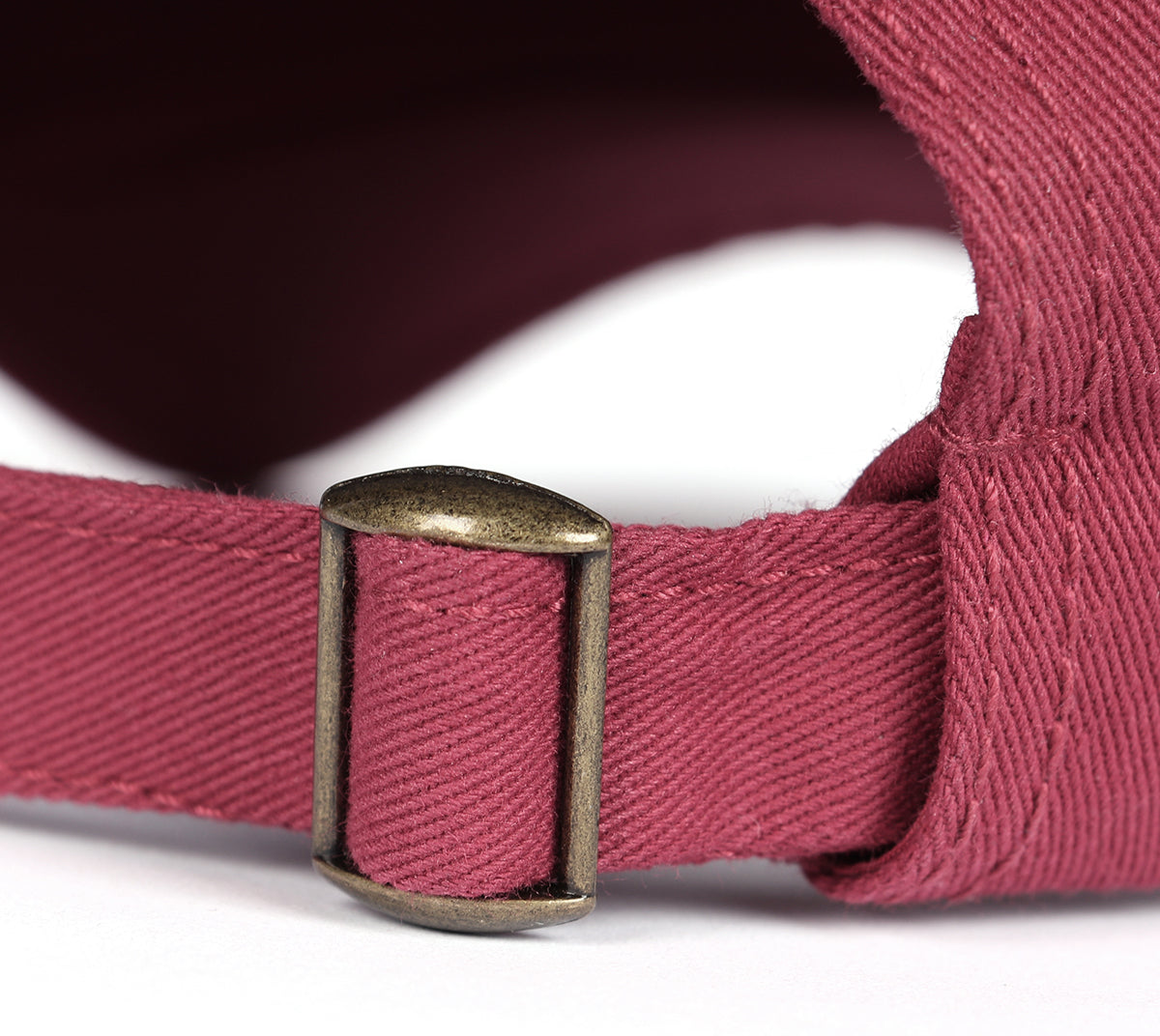 Wine red oversized cotton baseball cap - adjustable strap close-up