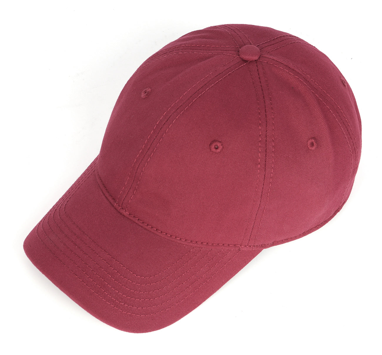 Wine red cotton baseball cap for big heads XXL - three quarter view